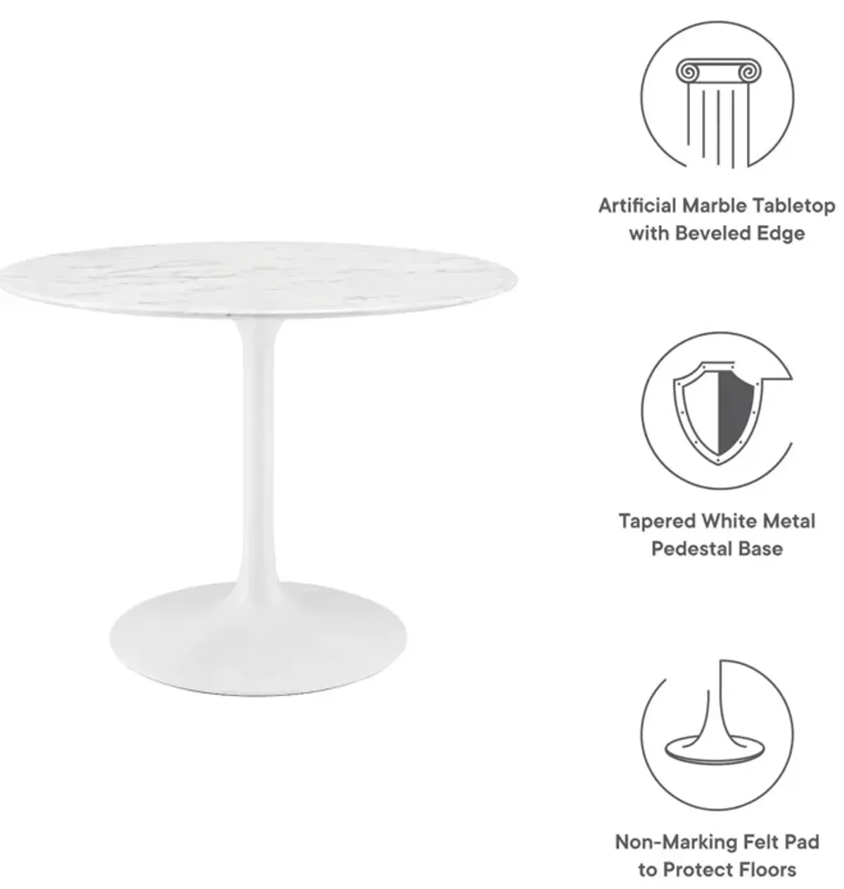 Lippa 40" Round Artificial Marble Dining Table