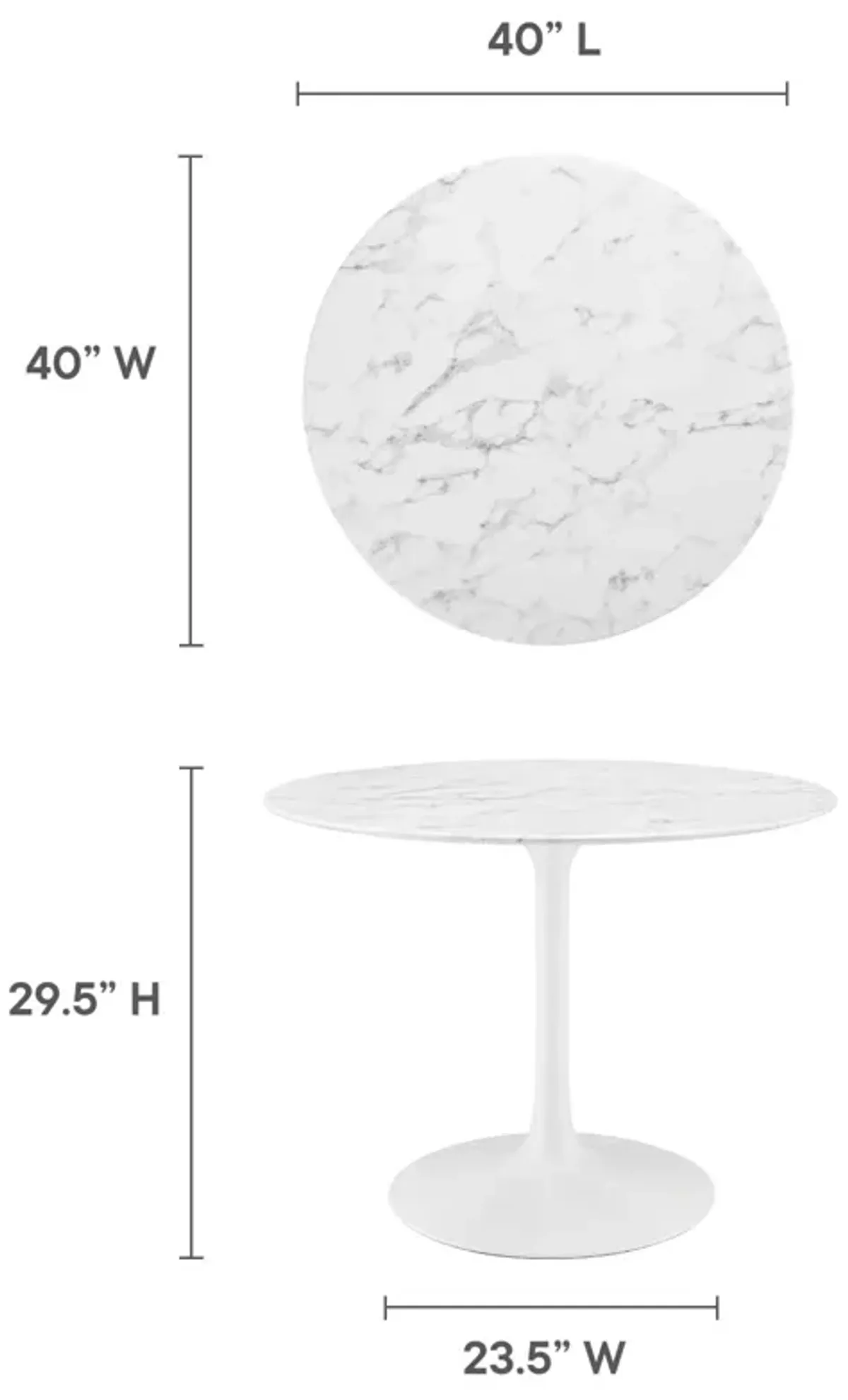 Lippa 40" Round Artificial Marble Dining Table