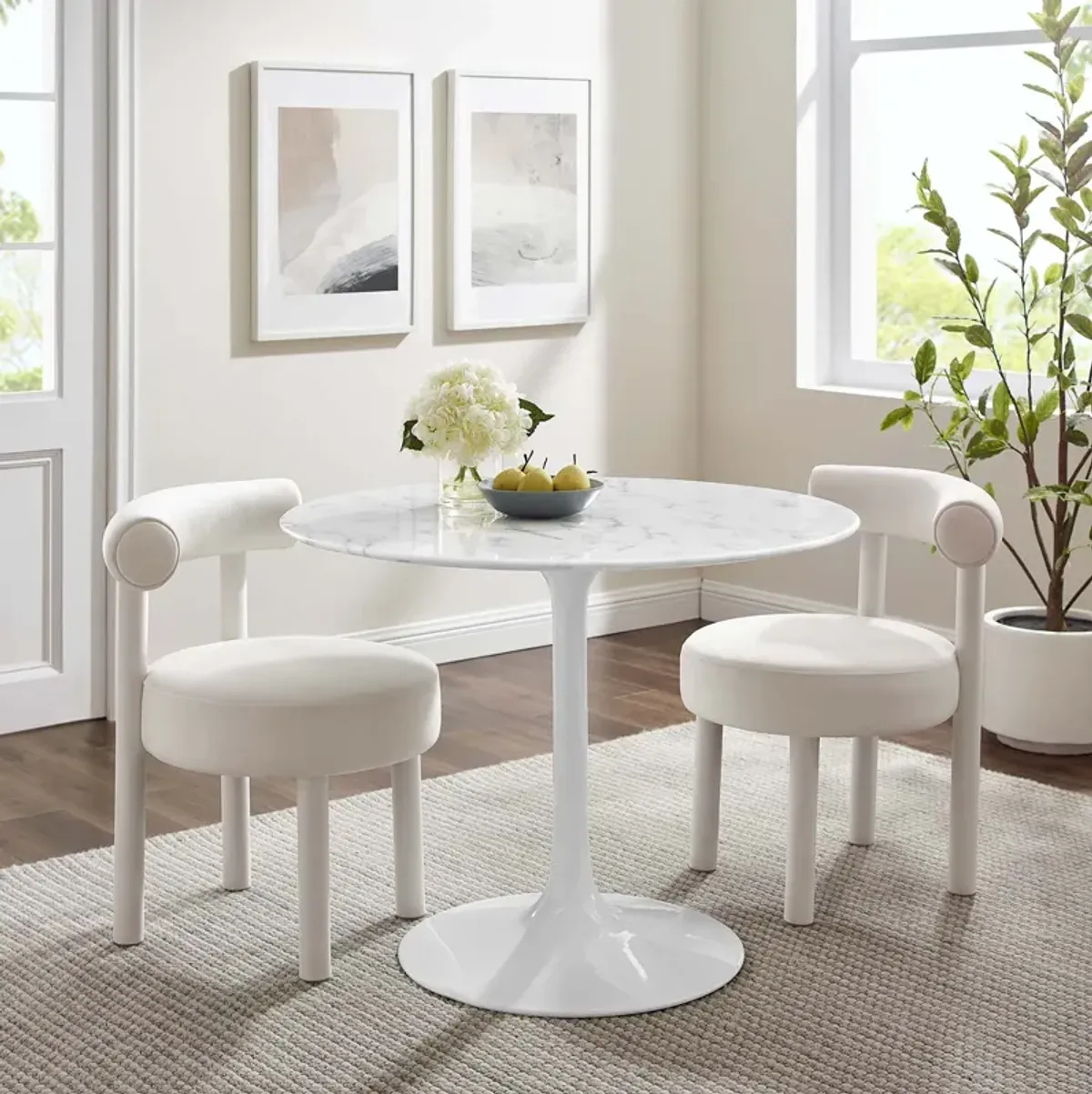 Lippa 40" Round Artificial Marble Dining Table