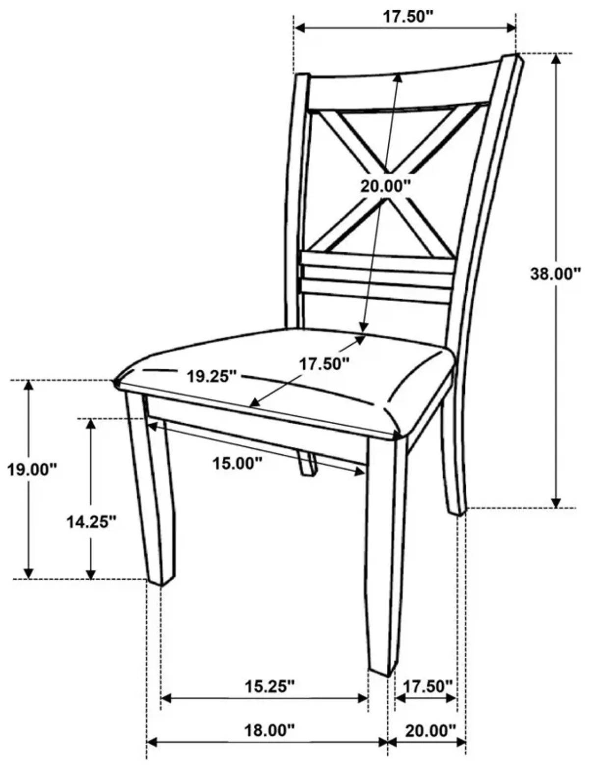 Hollis Cross Back Wood Dining Side Chair White (Set of 2)