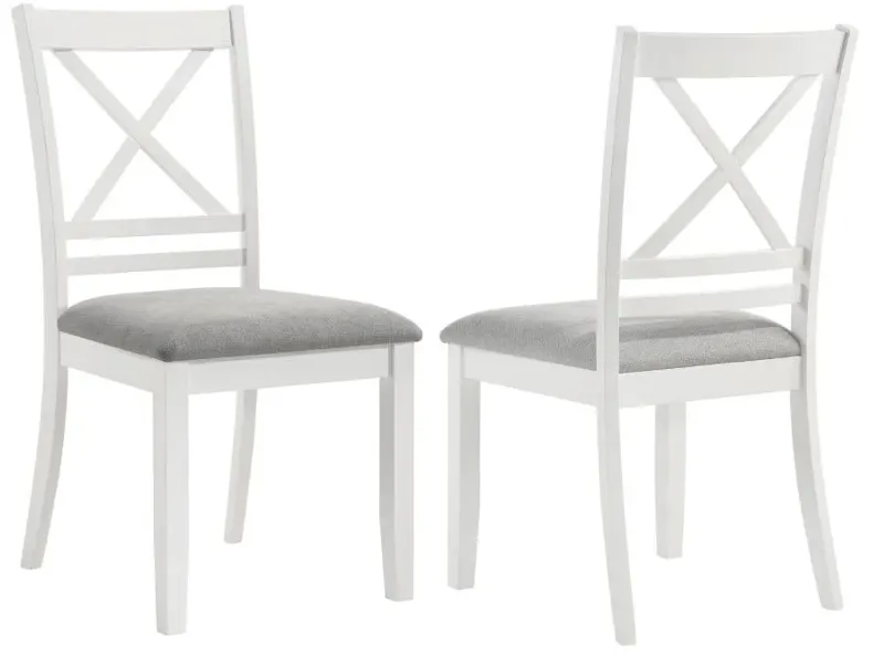 Hollis Cross Back Wood Dining Side Chair White (Set of 2)