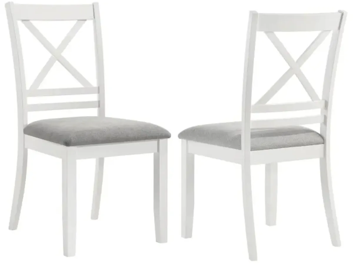 Hollis Cross Back Wood Dining Side Chair White (Set of 2)