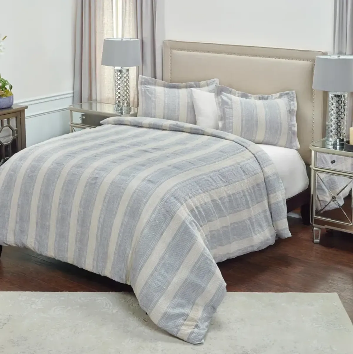 Mackie Linen Duvet Stripe BlueStandard Sham