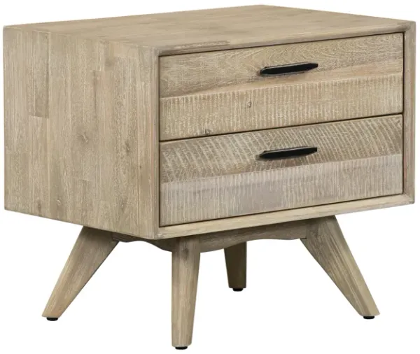 Baly Acacia Mid-Century 2 Drawer Night stand