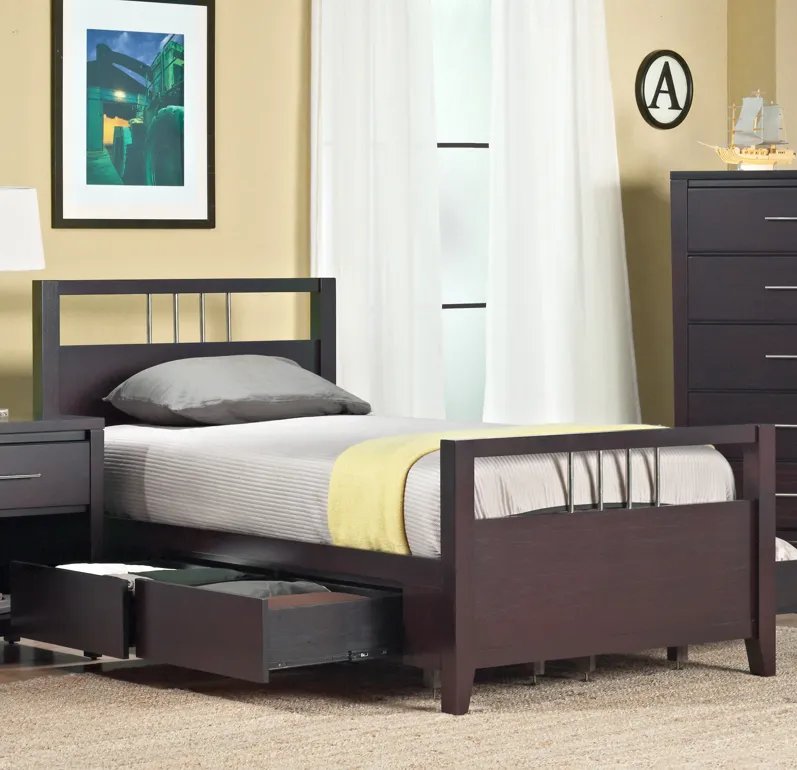 Nevis Twin-size Platform Storage Bed in Espresso