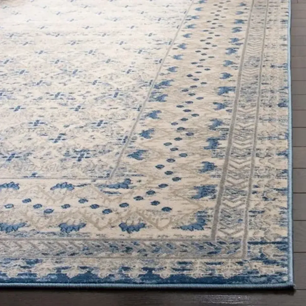 Brentwood 899 Light Grey / Blue 8' X 8' Round Round Powerloomed Rug