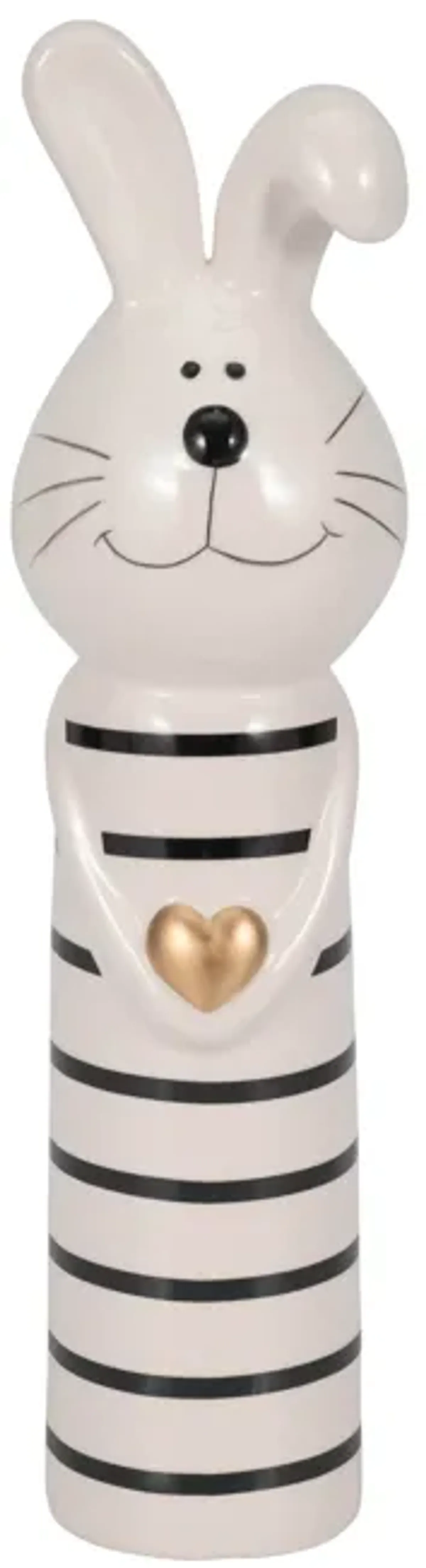 10" Lines Bunny With Gold Heart, White/black