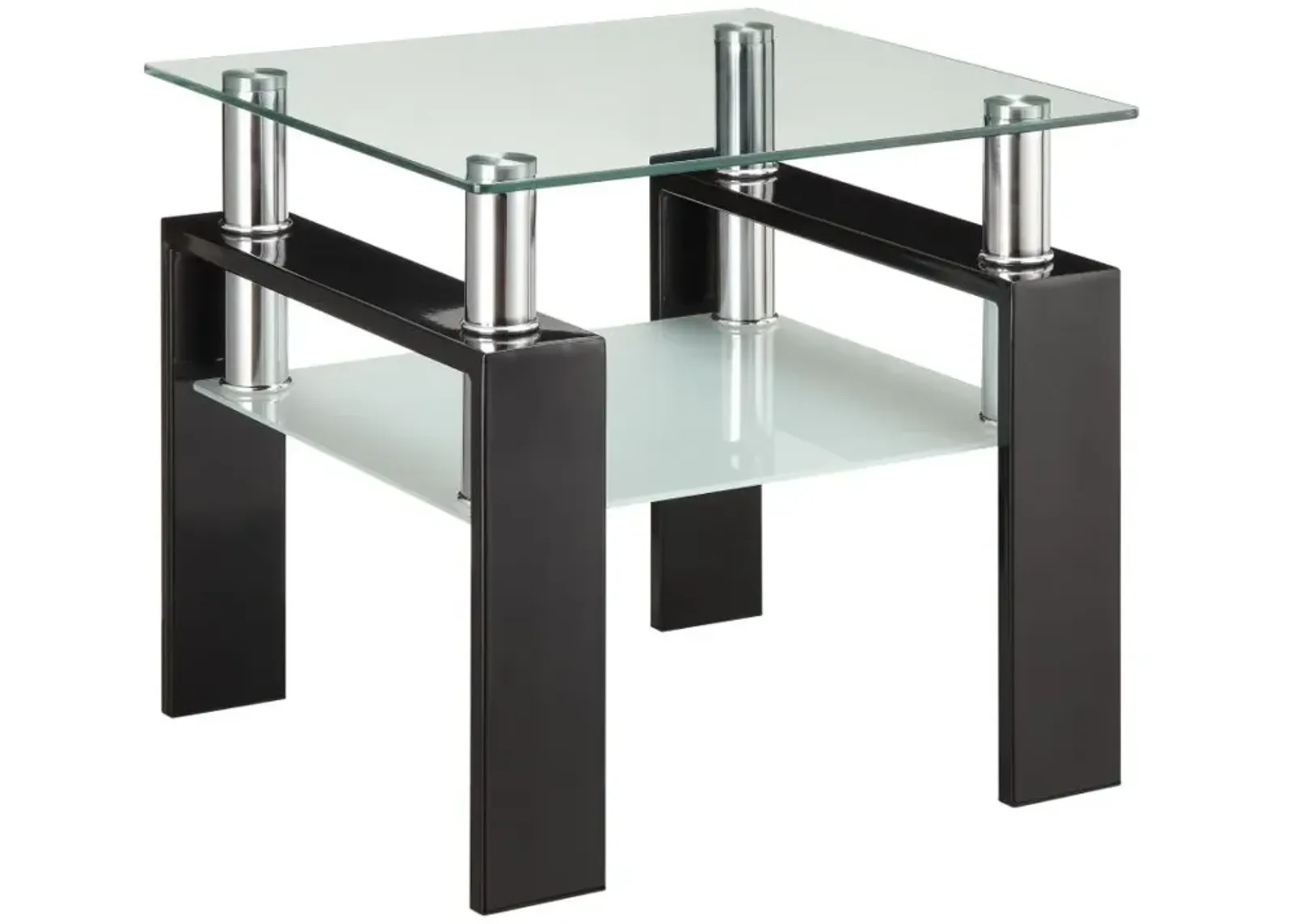 Dyer Tempered Glass End Table with Shelf Black