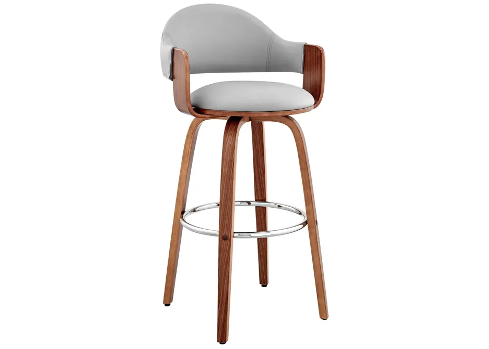 Daxton 30" Gray Faux Leather and Walnut Wood Bar Stool