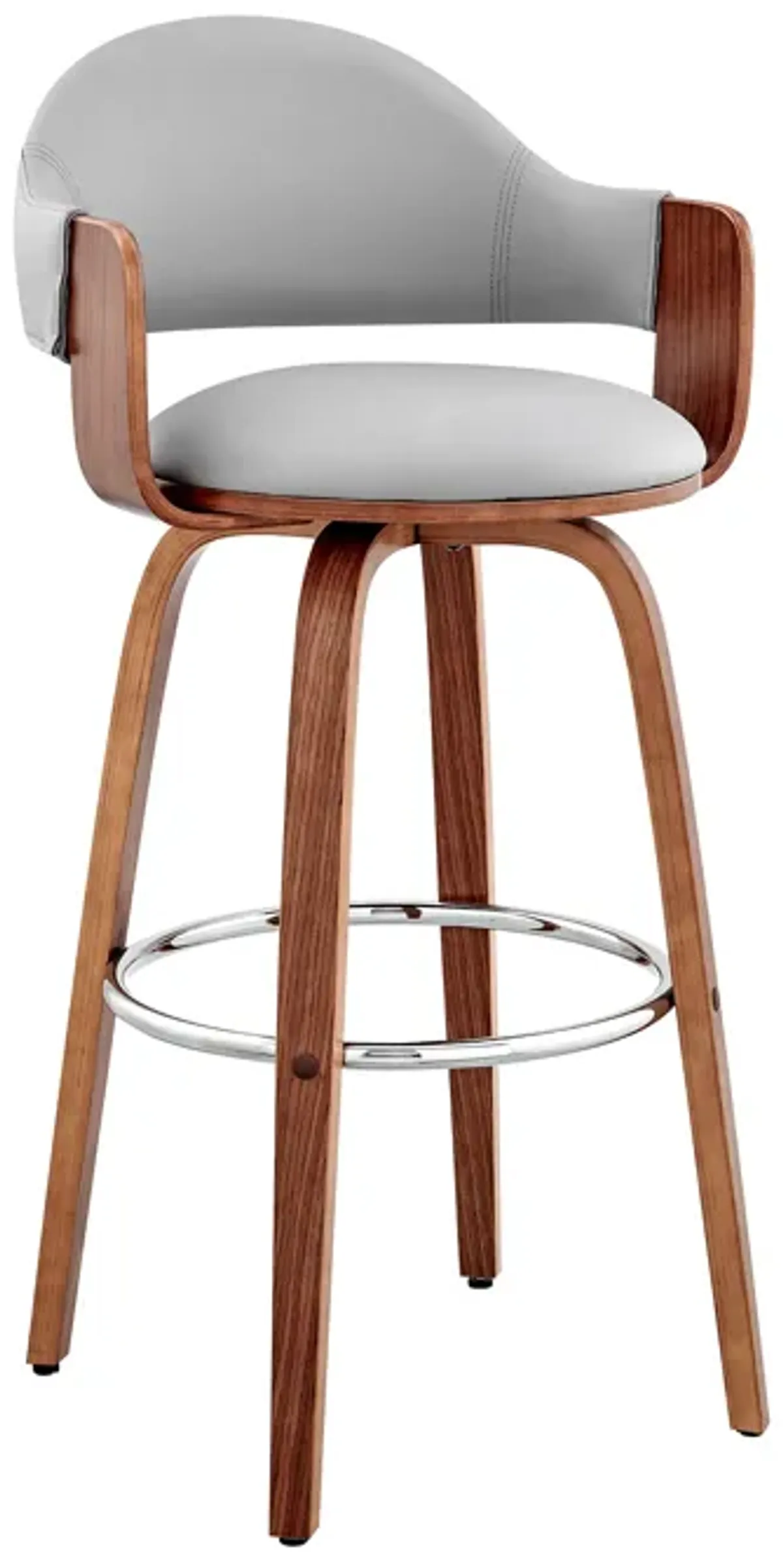 Daxton 30" Gray Faux Leather and Walnut Wood Bar Stool