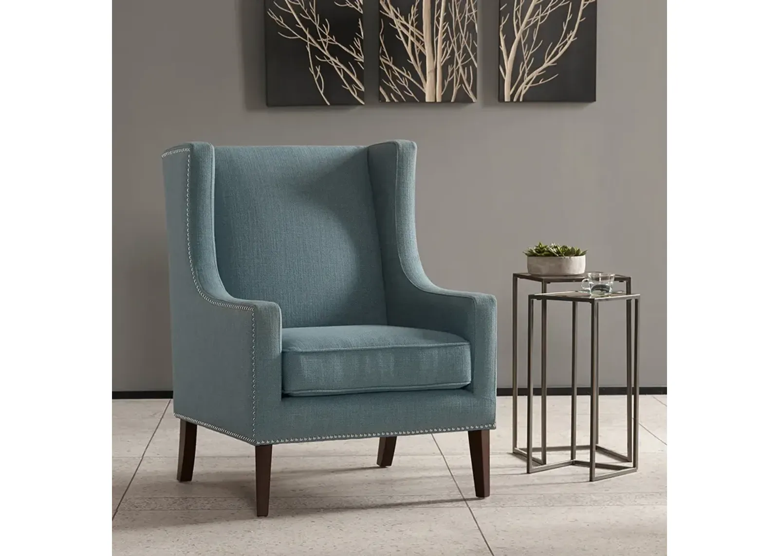 Madison Park Barton Blue Wing Chair