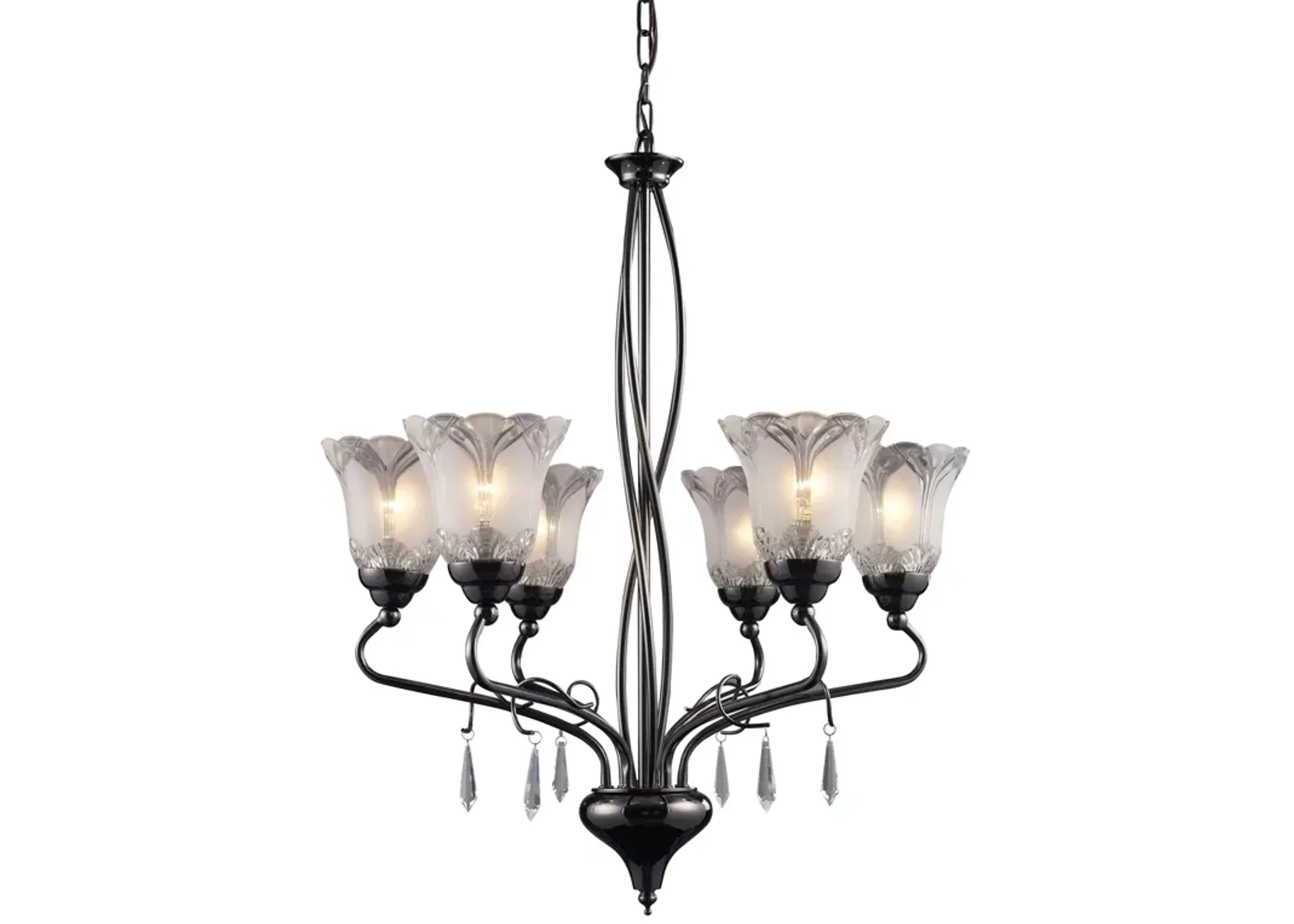 Nouveau 24'' Wide 6-Light Chandelier - Black Chrome