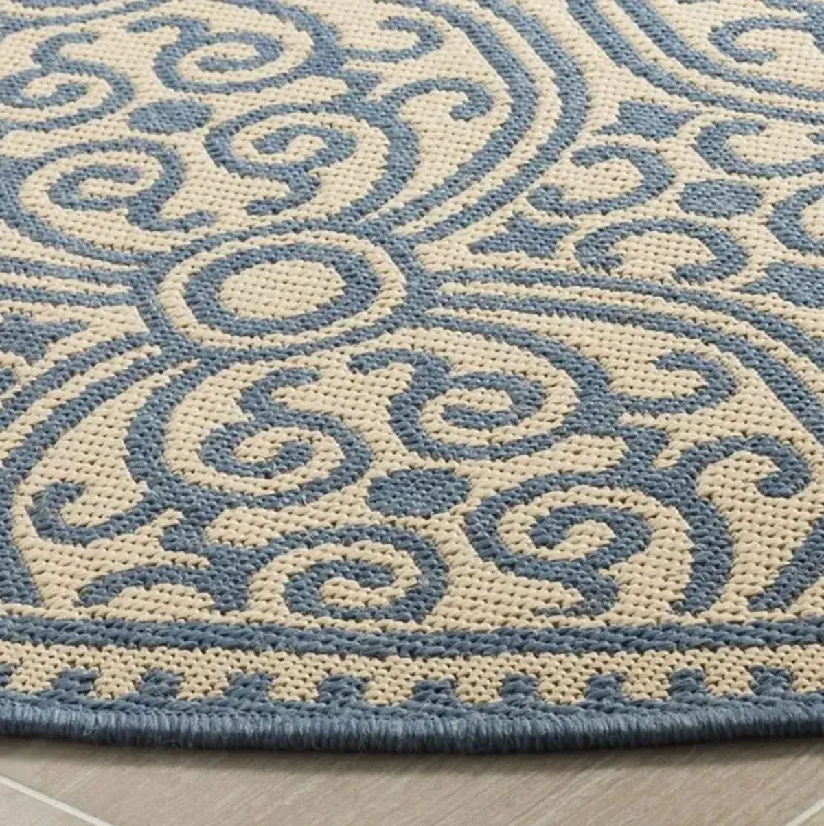 LINDEN 134 Collection LND134M-6R Blue / Creme 6'-7" X 6'-7" Round