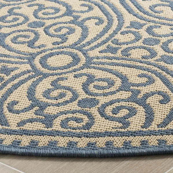 LINDEN 134 Collection LND134M-6R Blue / Creme 6'-7" X 6'-7" Round