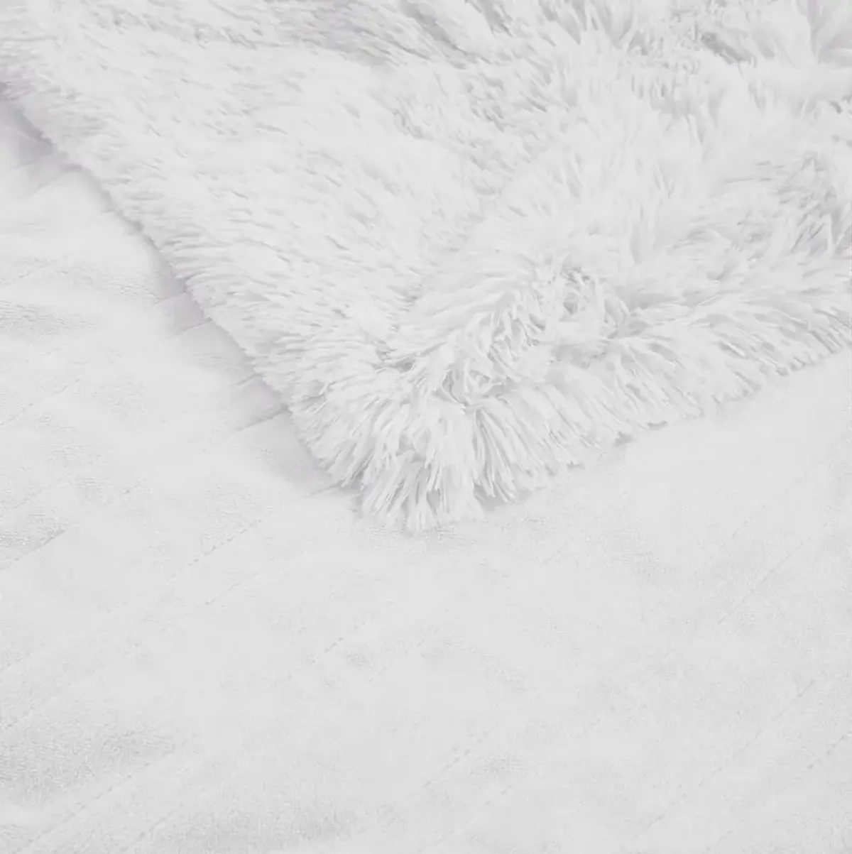 Serta Malea White Shaggy Faux Fur Heated Throw