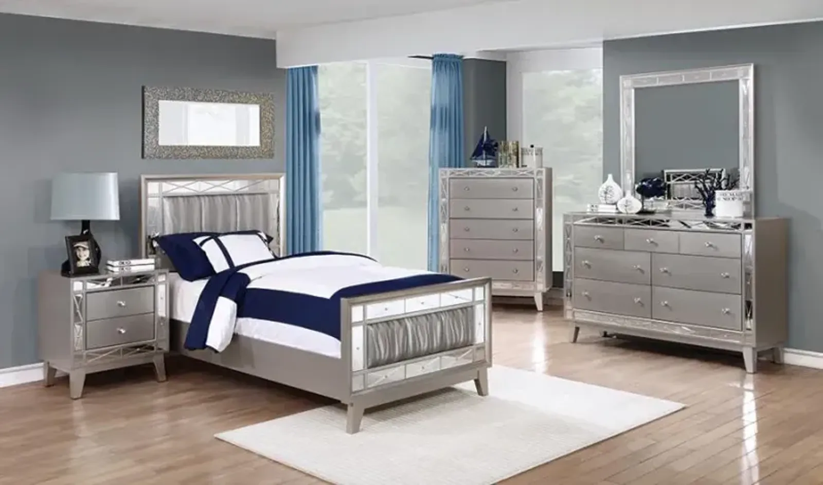 Leighton Bedroom Set Metallic Mercury