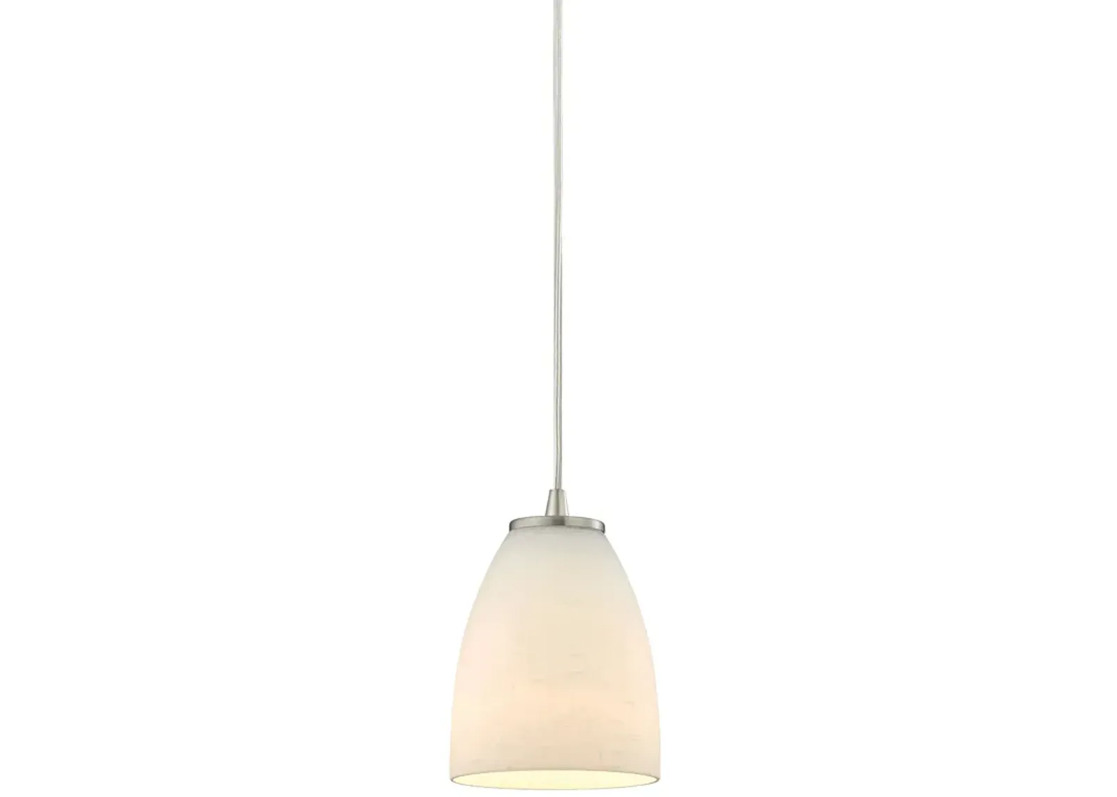 Sandstorm 1-Light Mini Pendant in Satin Nickel with Off-white Glass