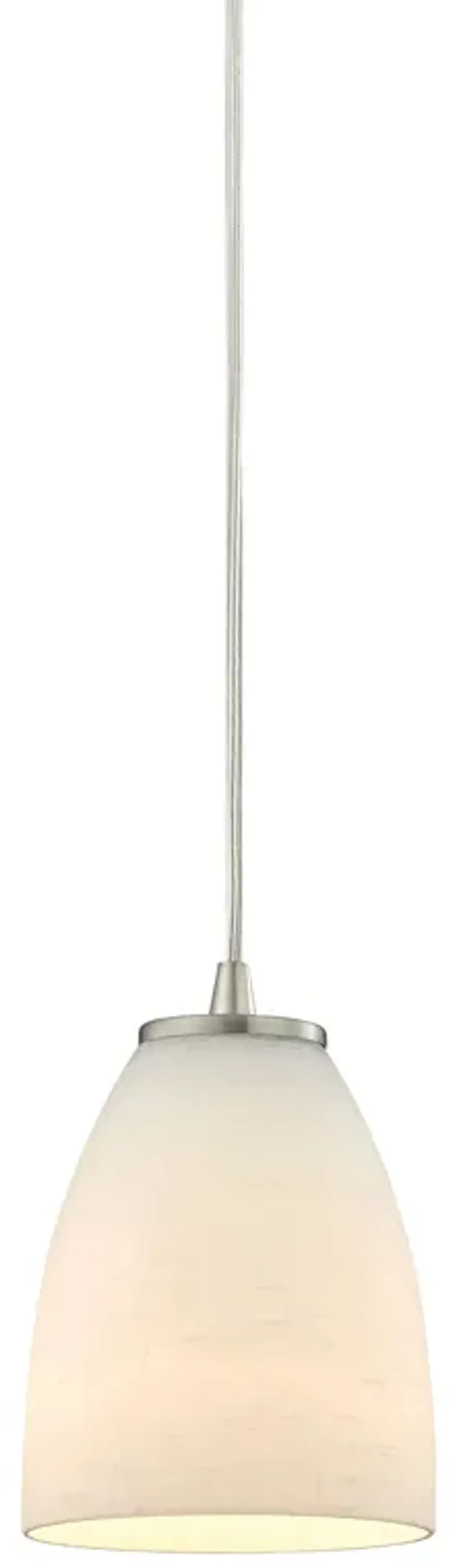 Sandstorm 1-Light Mini Pendant in Satin Nickel with Off-white Glass