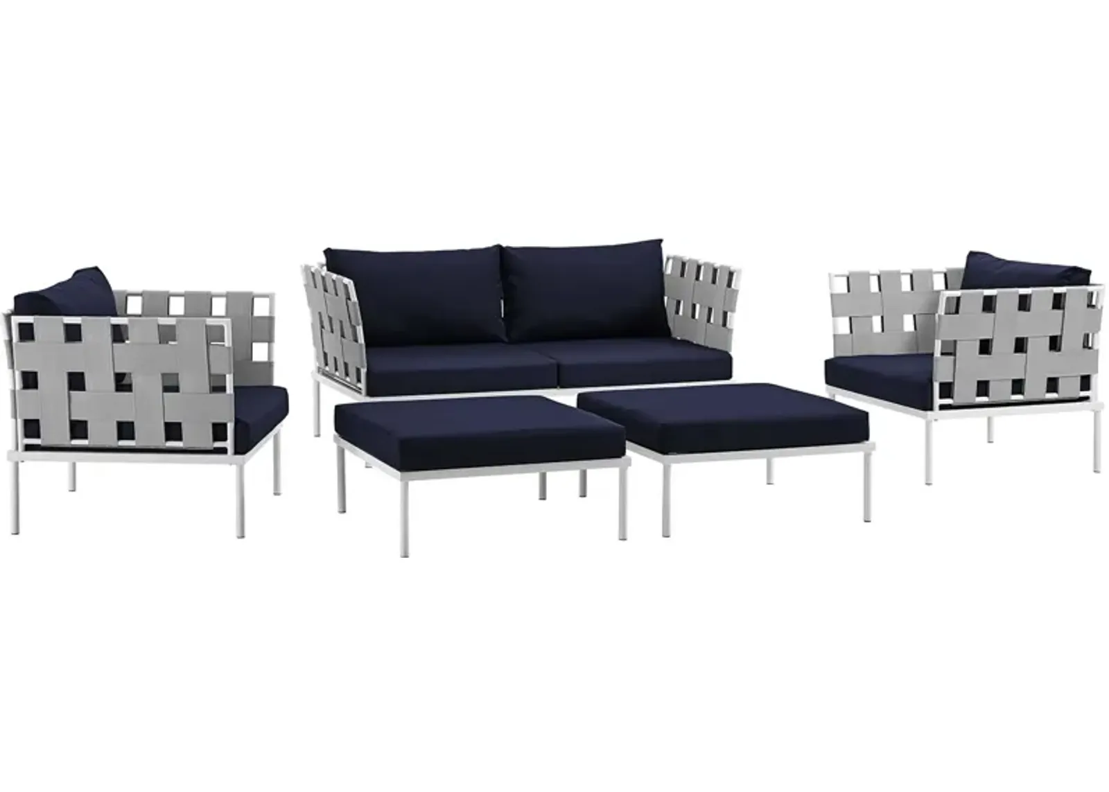 Harmony 5 Piece Outdoor Patio Aluminum Sectional Sofa Set