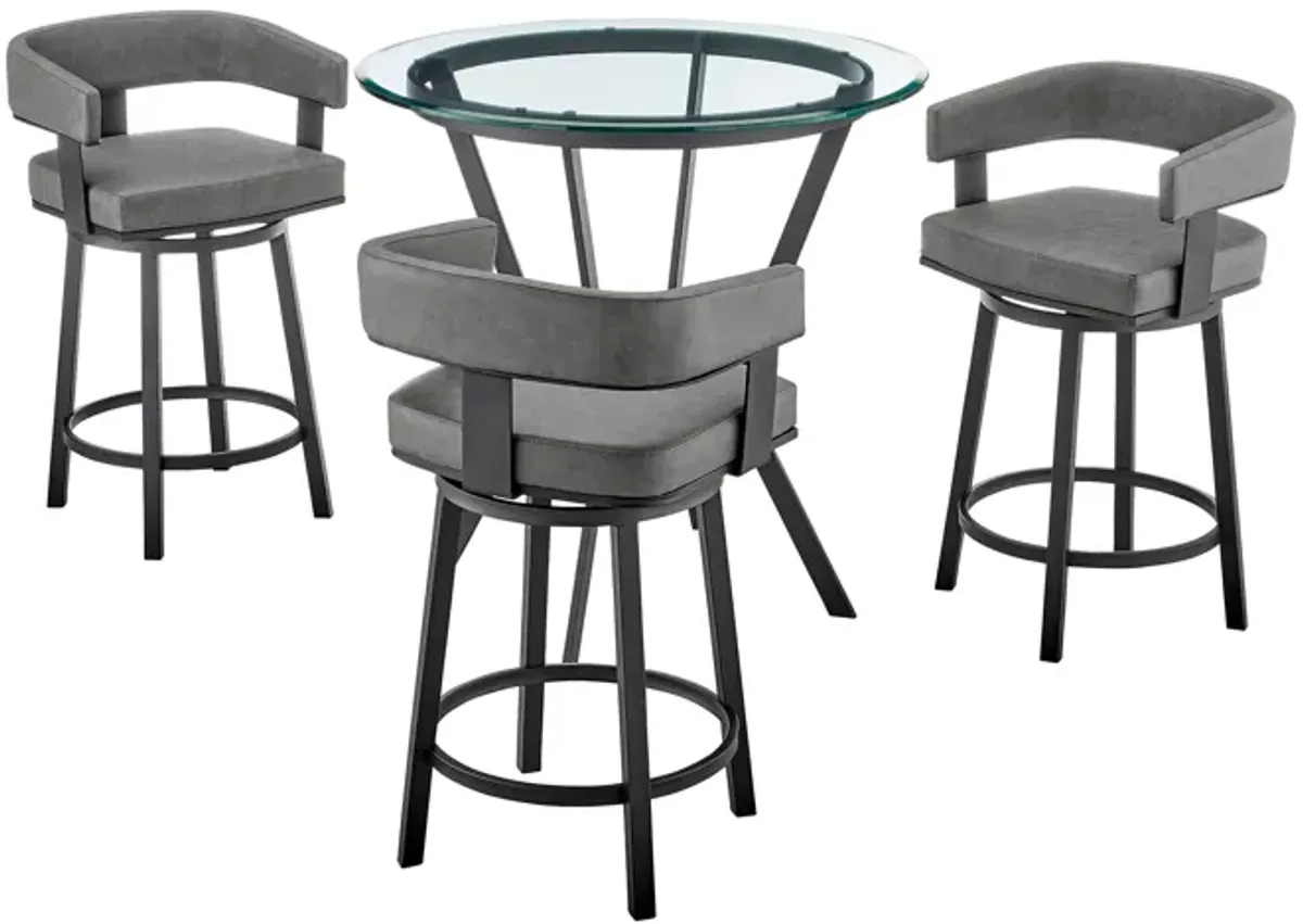 Naomi and Lorin 4-Piece Counter Height Dining Set in Black Metal and Grey Faux Leather