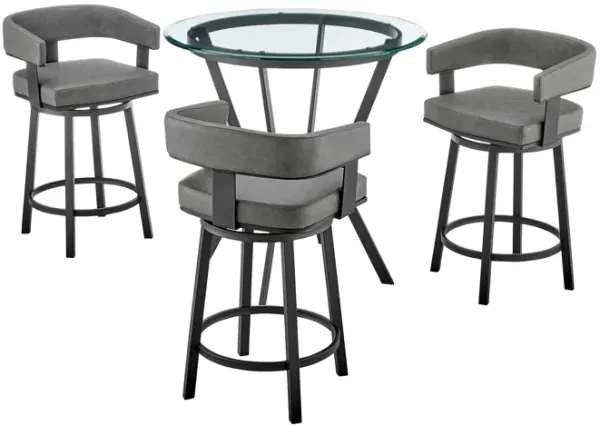 Naomi and Lorin 4-Piece Counter Height Dining Set in Black Metal and Grey Faux Leather