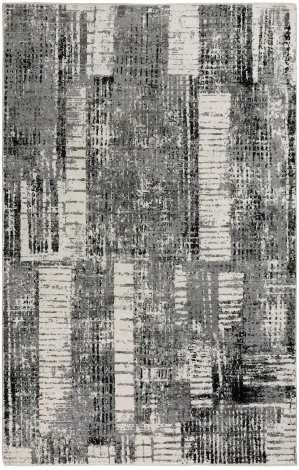 Couture Gray/Black Classic/Updated NZ Wool/Tencel Blend 5' x 8' Rectangle Rug