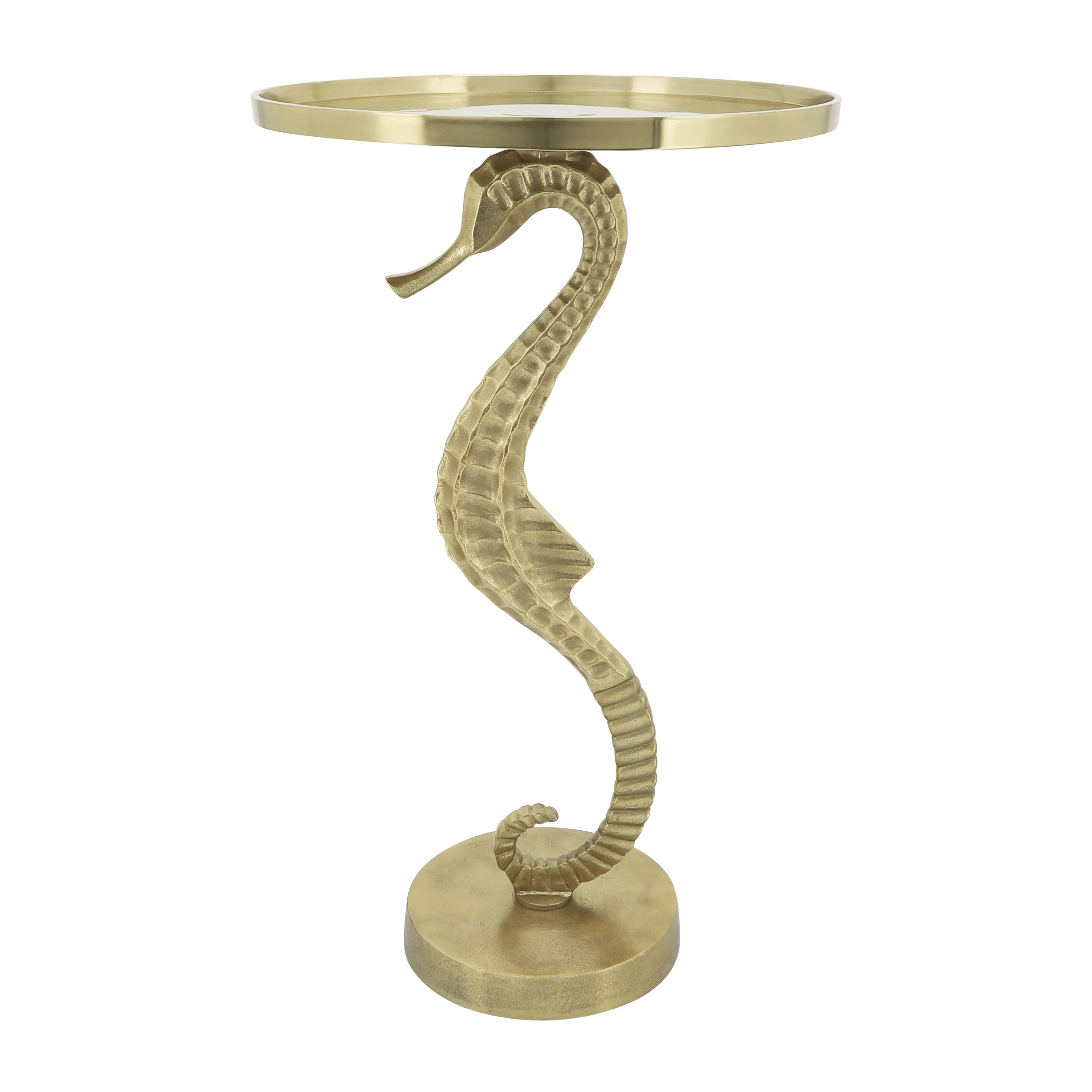 Metal, 24" Seahorse Side Table, Gold