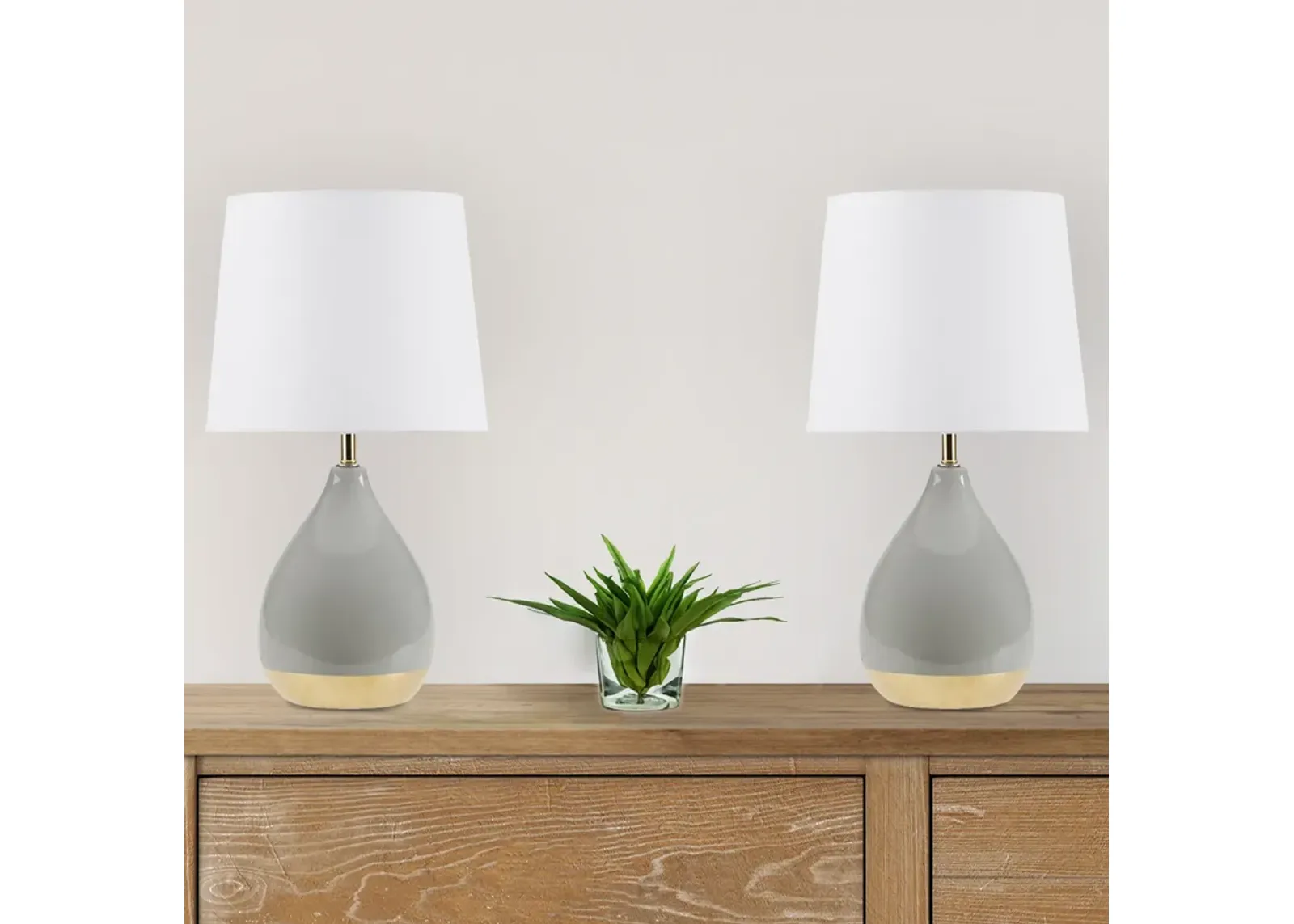 2-Tone Ceramic Table Lamp Set of 2