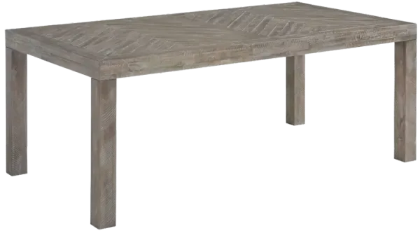 Herringbone Solid Wood Rectangular Dining Table In Rustic Latte