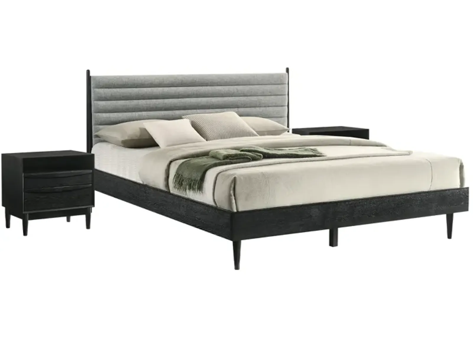 Artemio King 3 Piece Wood Bedroom Set in Black Finish