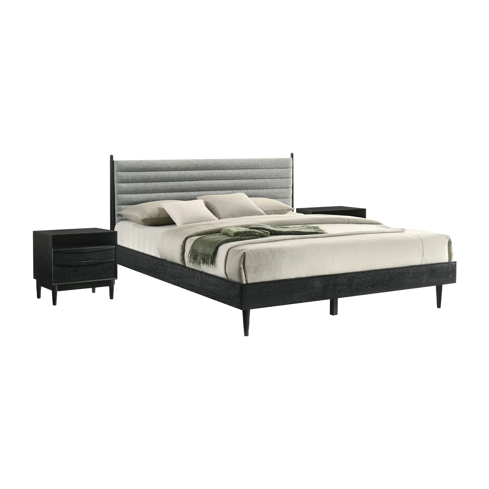 Artemio King 3 Piece Wood Bedroom Set in Black Finish