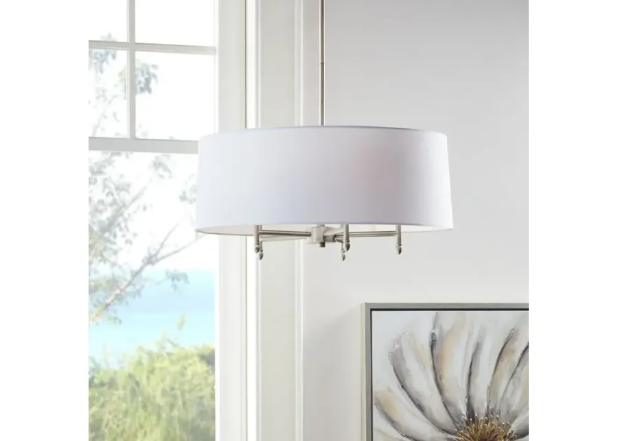 Hampton Hill Presidio Silver/White 5-Light White Drum Shade Chandelier