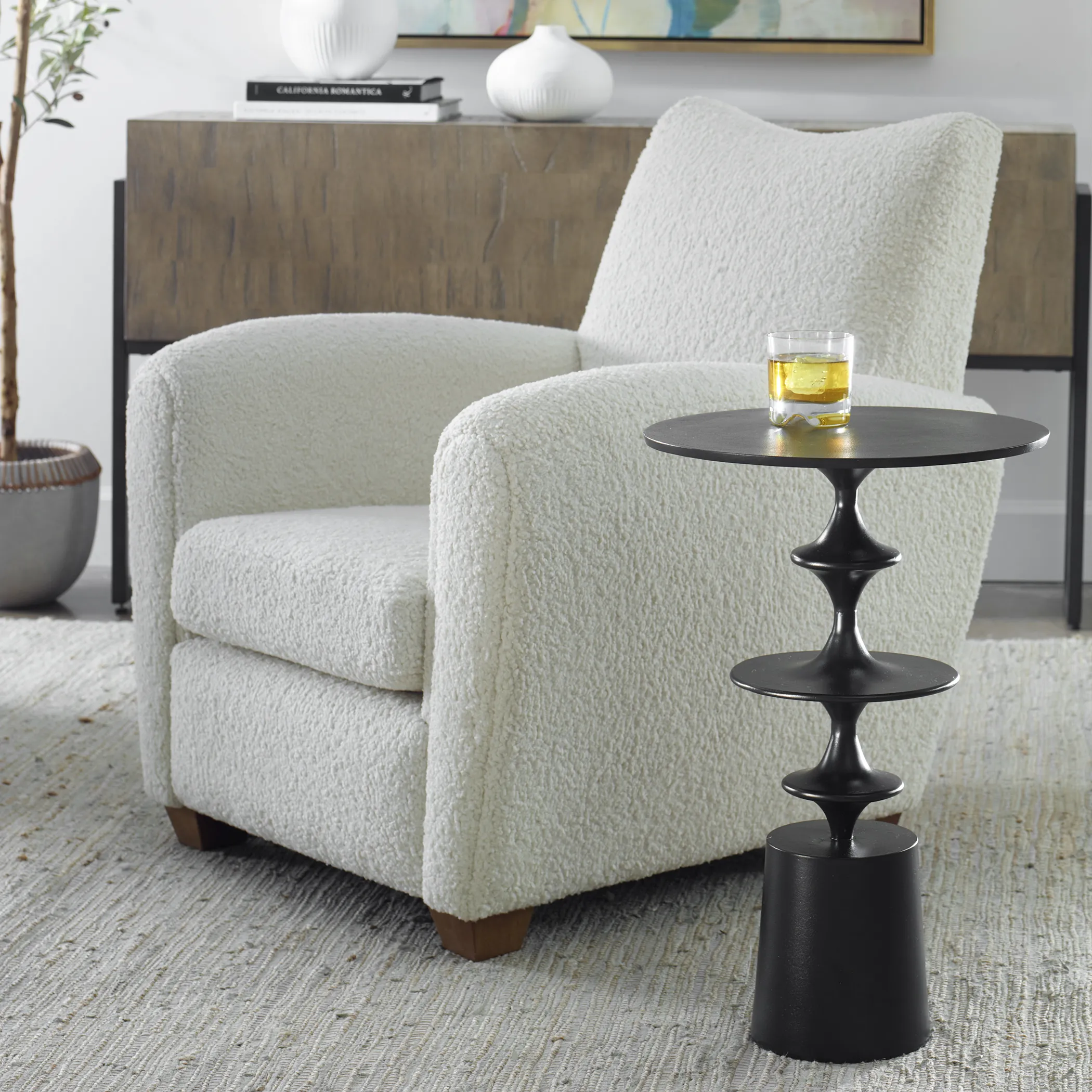 Flight Textured Black Accent Table