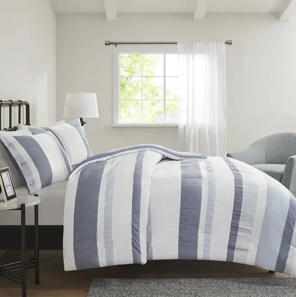 Madison Park Allegany Blue 3 Piece Jacquard Duvet Cover Set