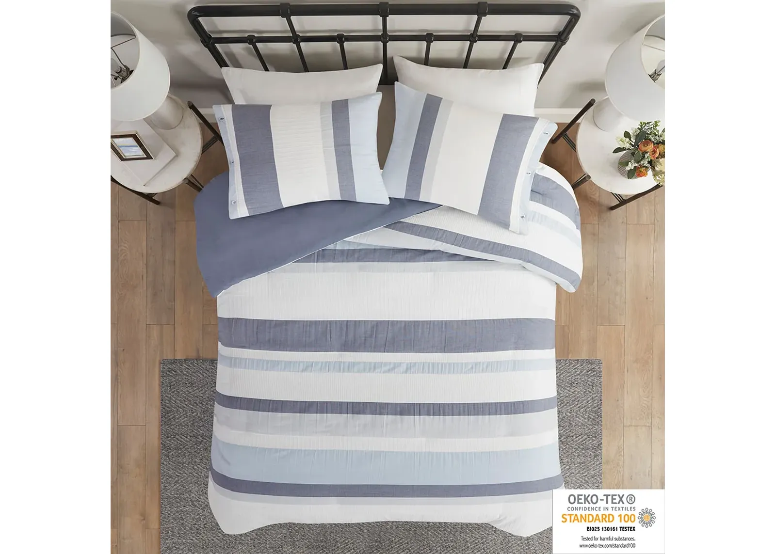 Madison Park Allegany Blue 3 Piece Jacquard Duvet Cover Set