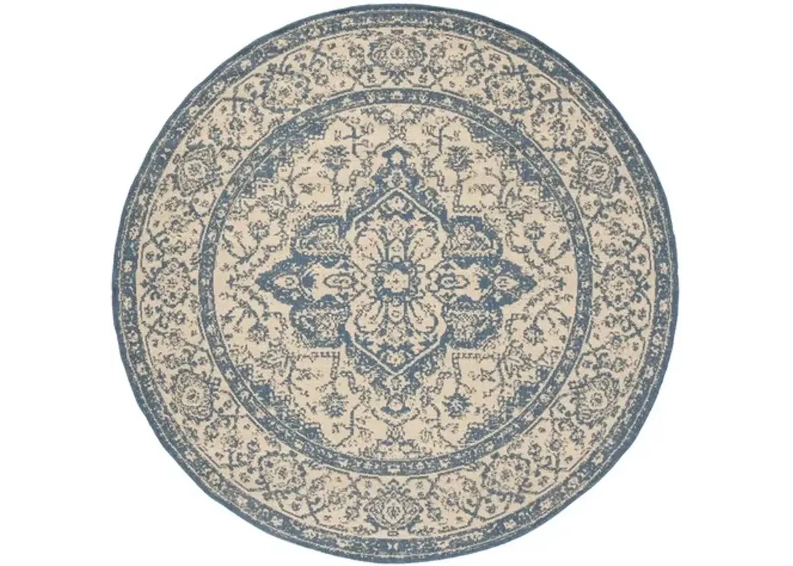 Safavieh BEACH HOUSE Collection BHS137N-6R Cream / Blue 6'-7" X 6'-7" Round