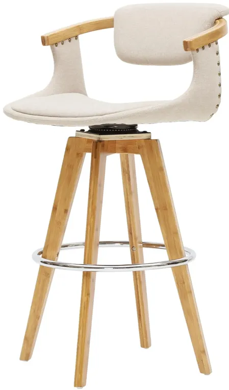 darwin kd fabric bamboo counter stool, stokes linen/natural