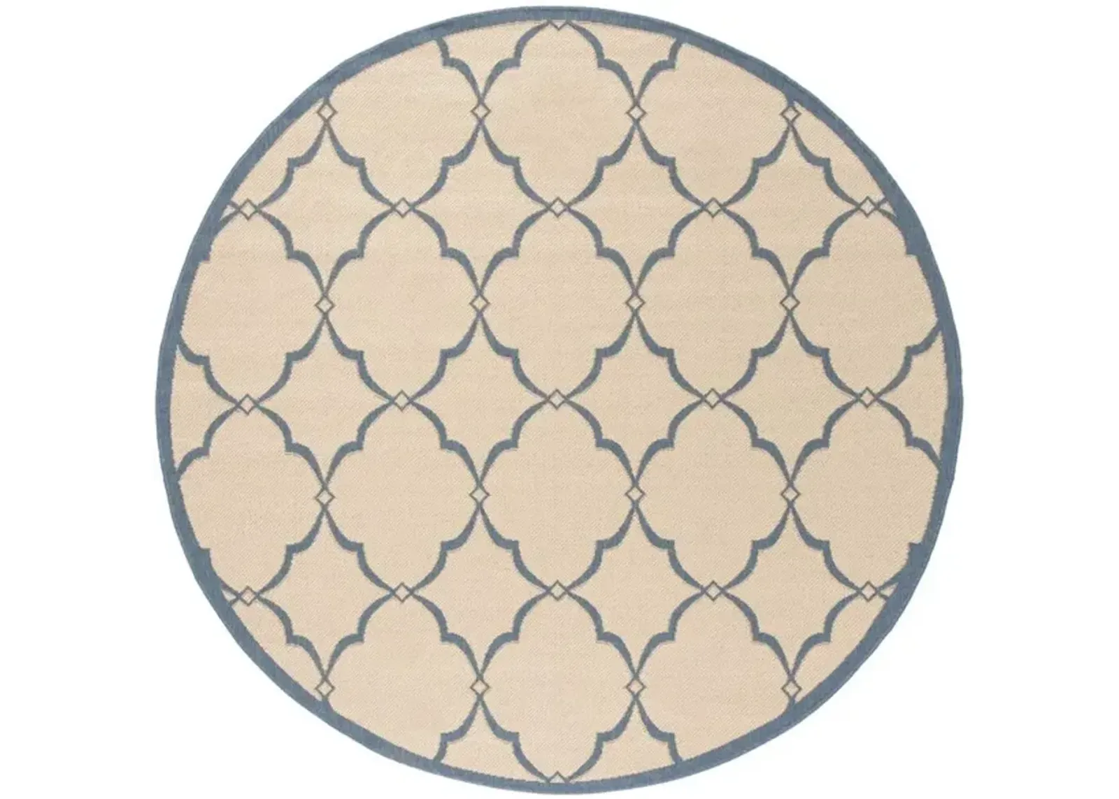 LINDEN 125 Collection LND125N-6R Cream / Blue 6'-7" X 6'-7" Round