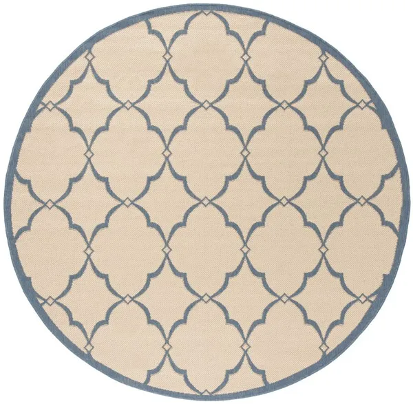 LINDEN 125 Collection LND125N-6R Cream / Blue 6'-7" X 6'-7" Round