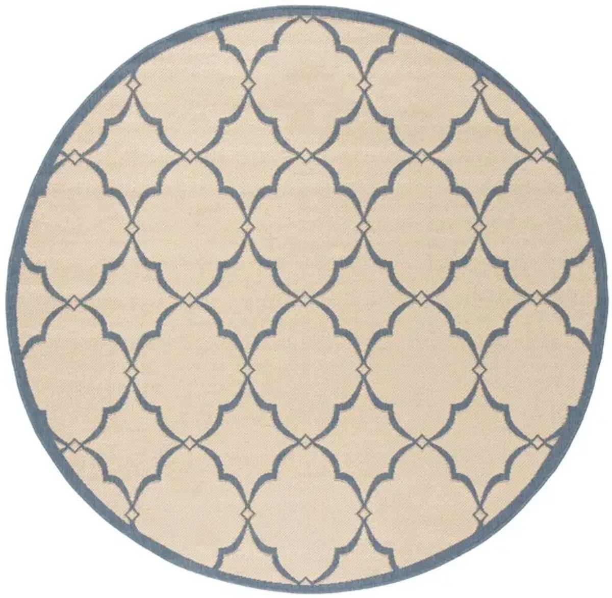 LINDEN 125 Collection LND125N-6R Cream / Blue 6'-7" X 6'-7" Round