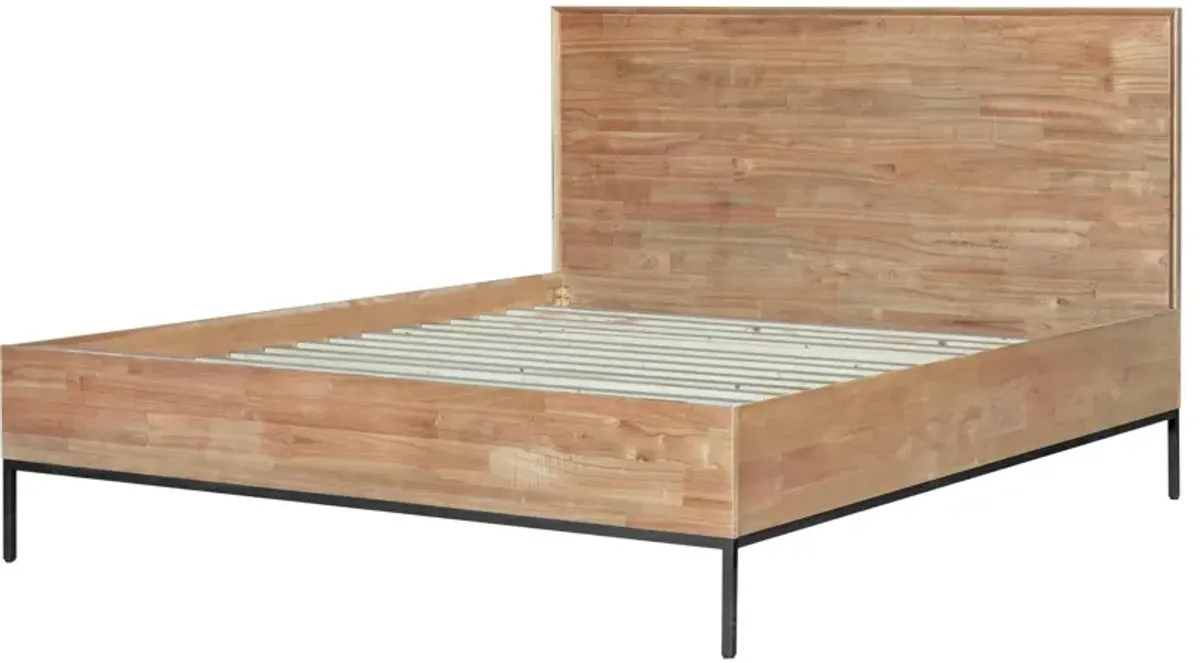 Hathaway Brown Solid Acacia Queen Bed