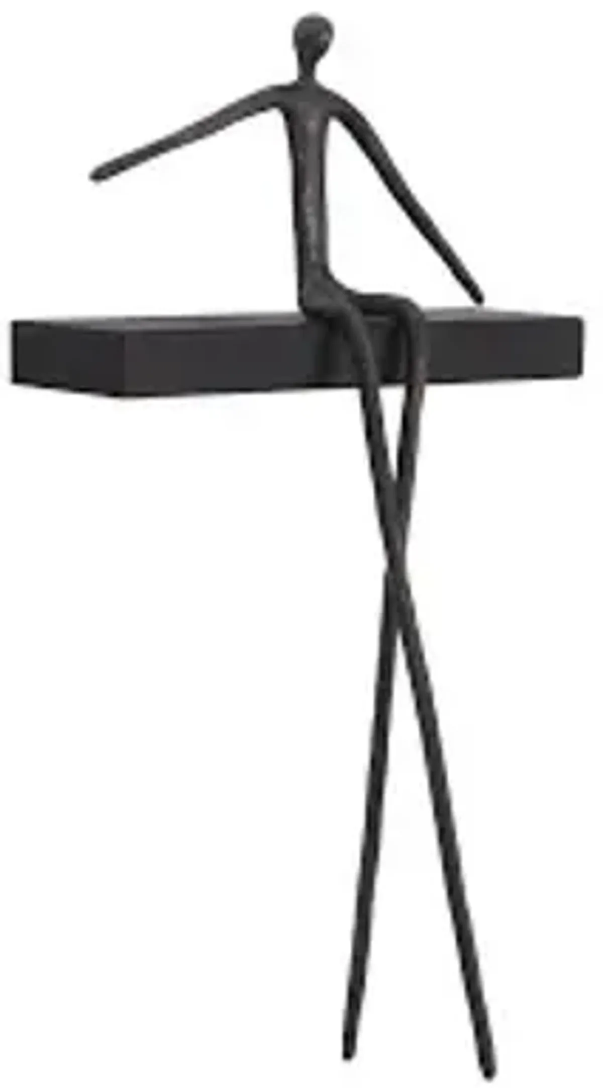 moveable man on short shelf, sitting, c