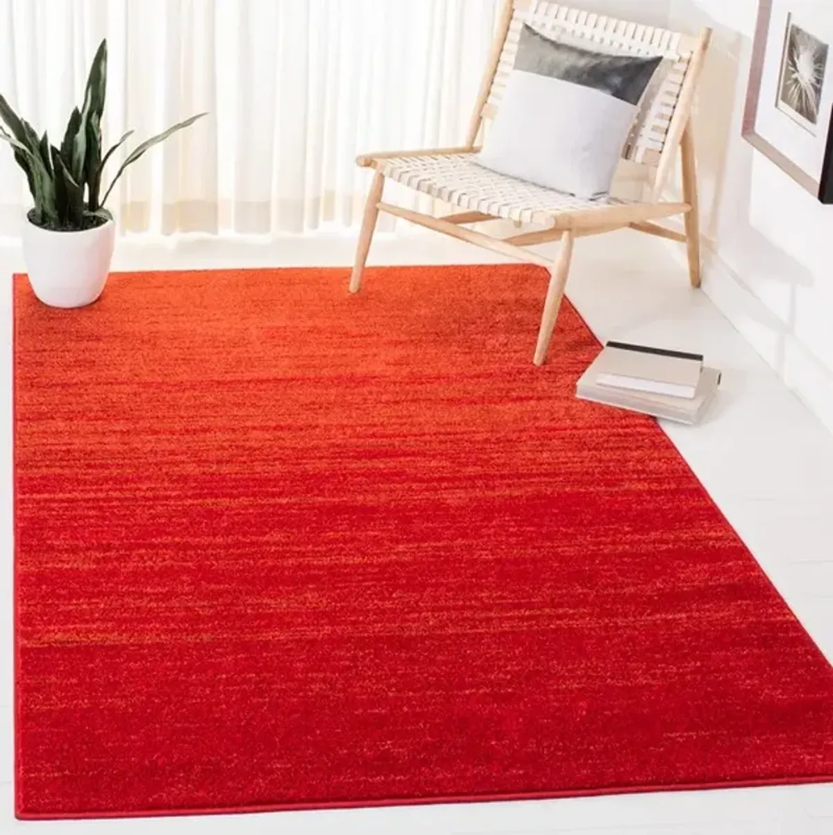 Adirondack Contemporary Red / Grey 2'-2" X 9' Powerloomed Rug