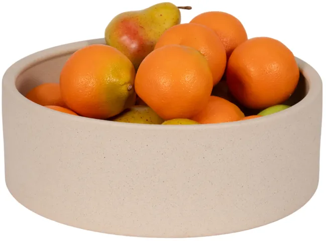 13" Sandy Round Bowl Planter, Ivory