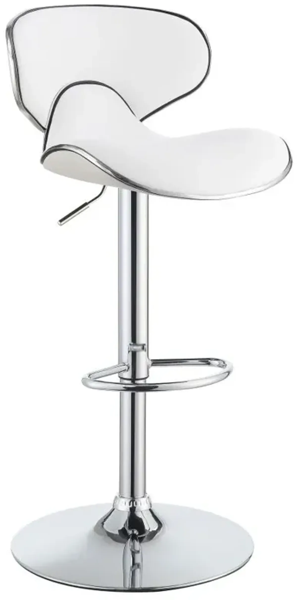 Edenton Upholstered Adjustable Height Bar Stools White and Chrome (Set of 2)