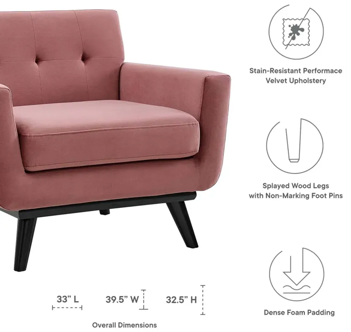 Engage Performance Velvet Armchair