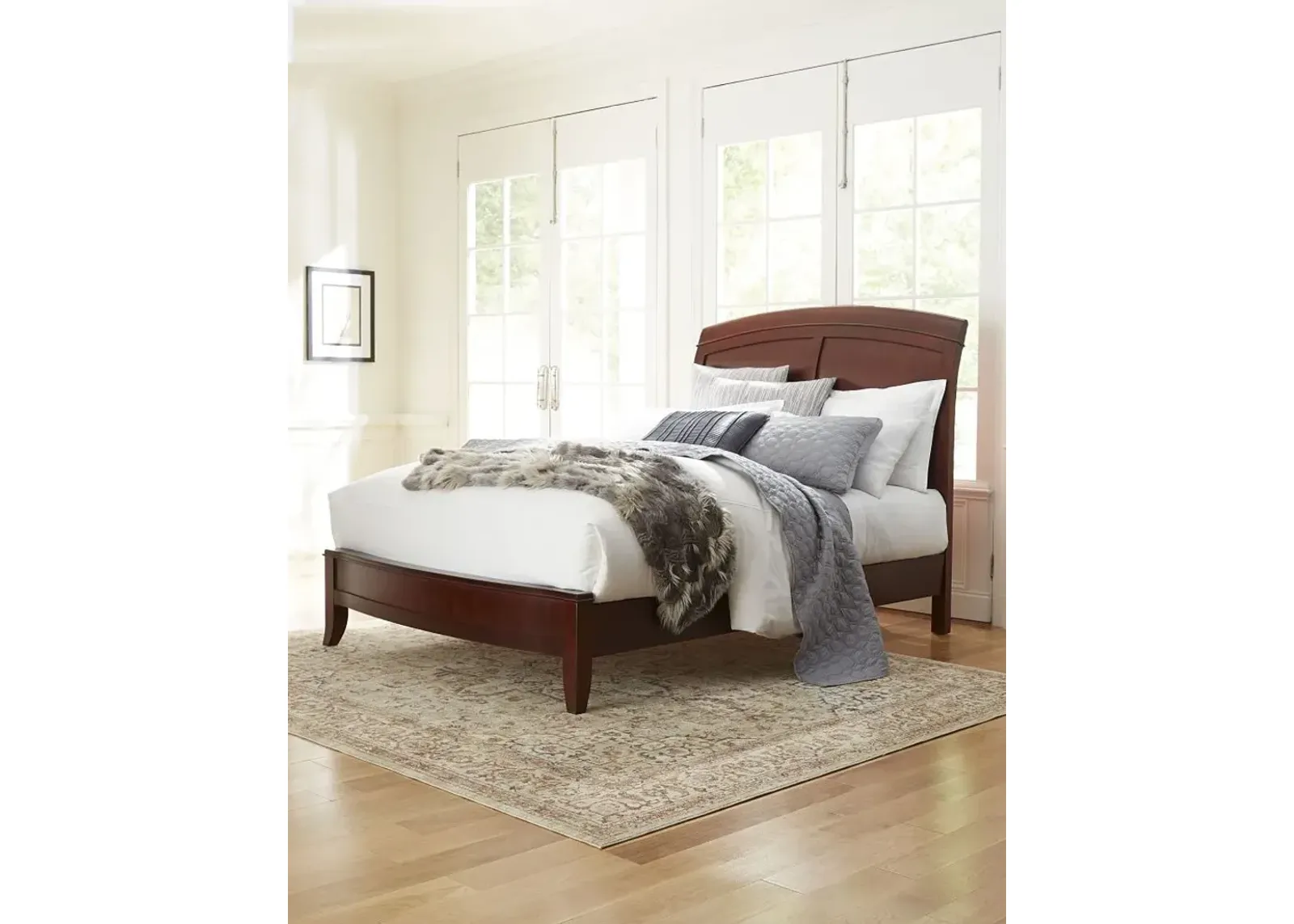 Brighton Queen Size Low Profile Sleigh Bed in Cinnamon