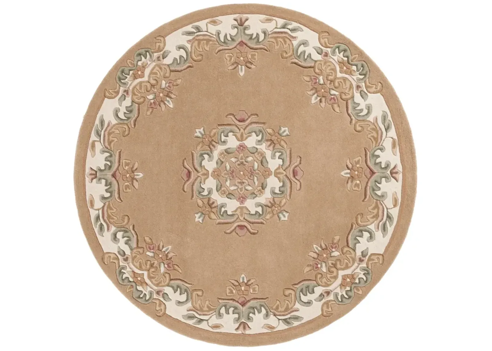 AUBUSSON 301 BEIGE  6' x 6' Round Round Rug