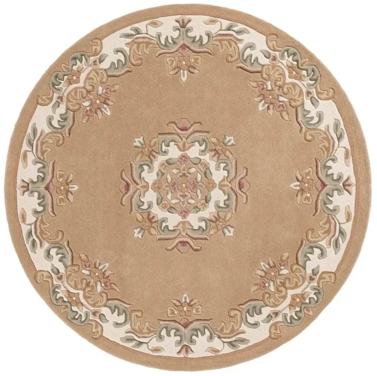 AUBUSSON 301 BEIGE  6' x 6' Round Round Rug