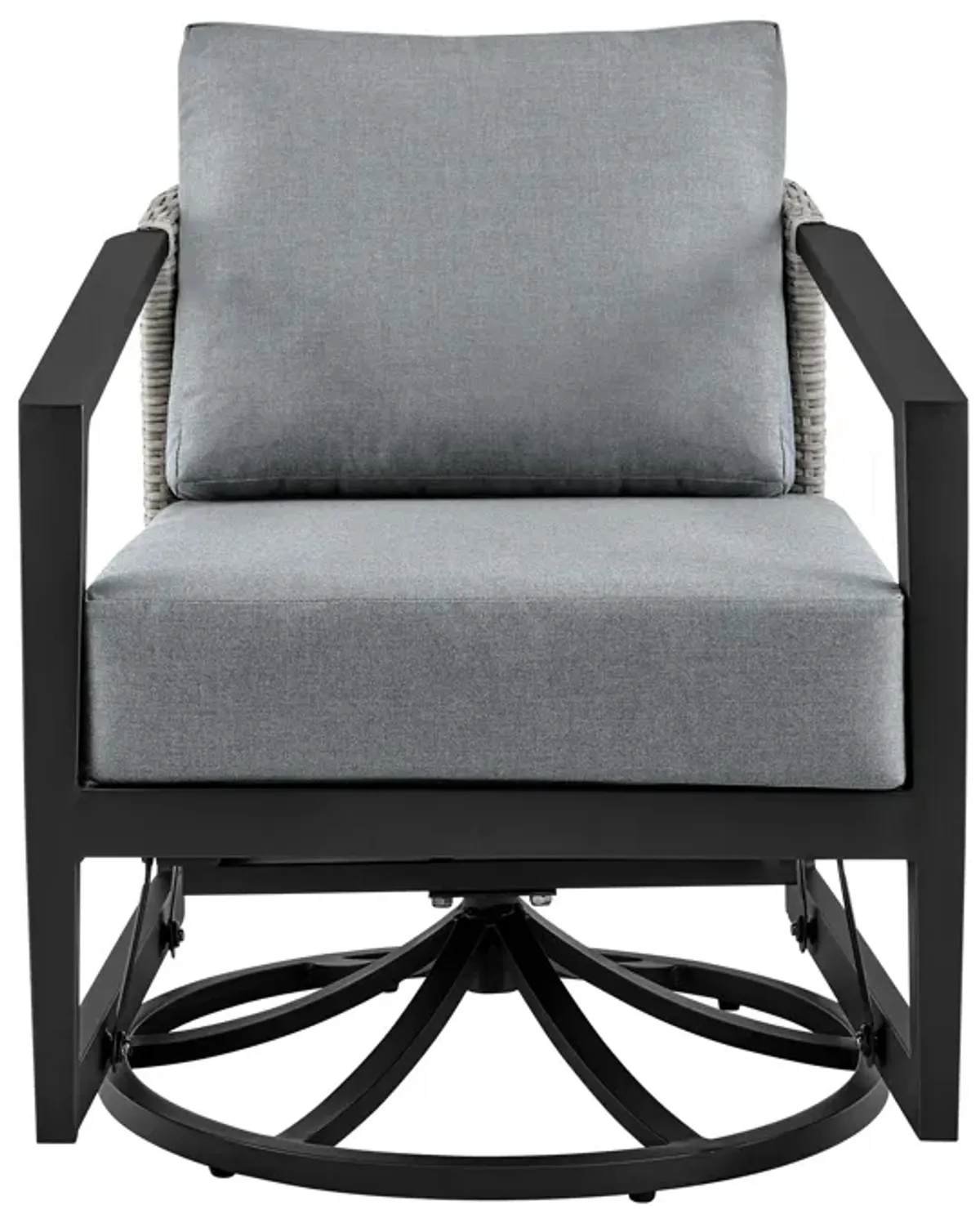 Aileen Outdoor Patio Swivel Lounge Chair in Aluminum with Gray Cushions